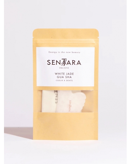 Gua Sha Coeur à dents en Jade Blanc - Sentara Holistic