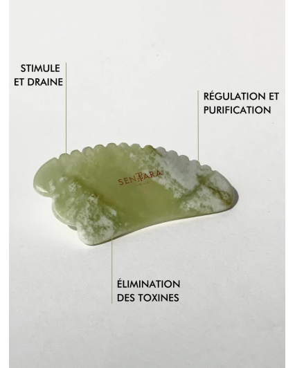 Gua Sha Corne à dents en Jade Vert - outil de massage - Sentara Holistic