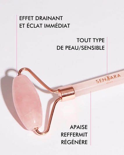 Rouleau facial en Quartz Rose - Sentara Holistic